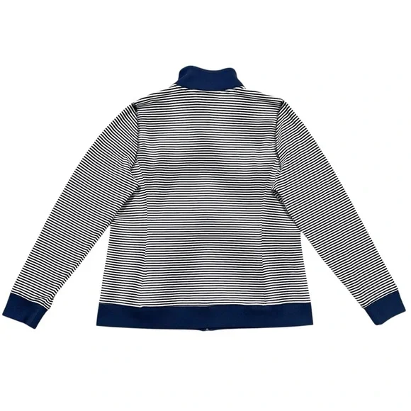 Lauren Active by Ralph Lauren L-RL Navy Blue & White Striped Zip-Up Track Jacket - Picture 5 of 16